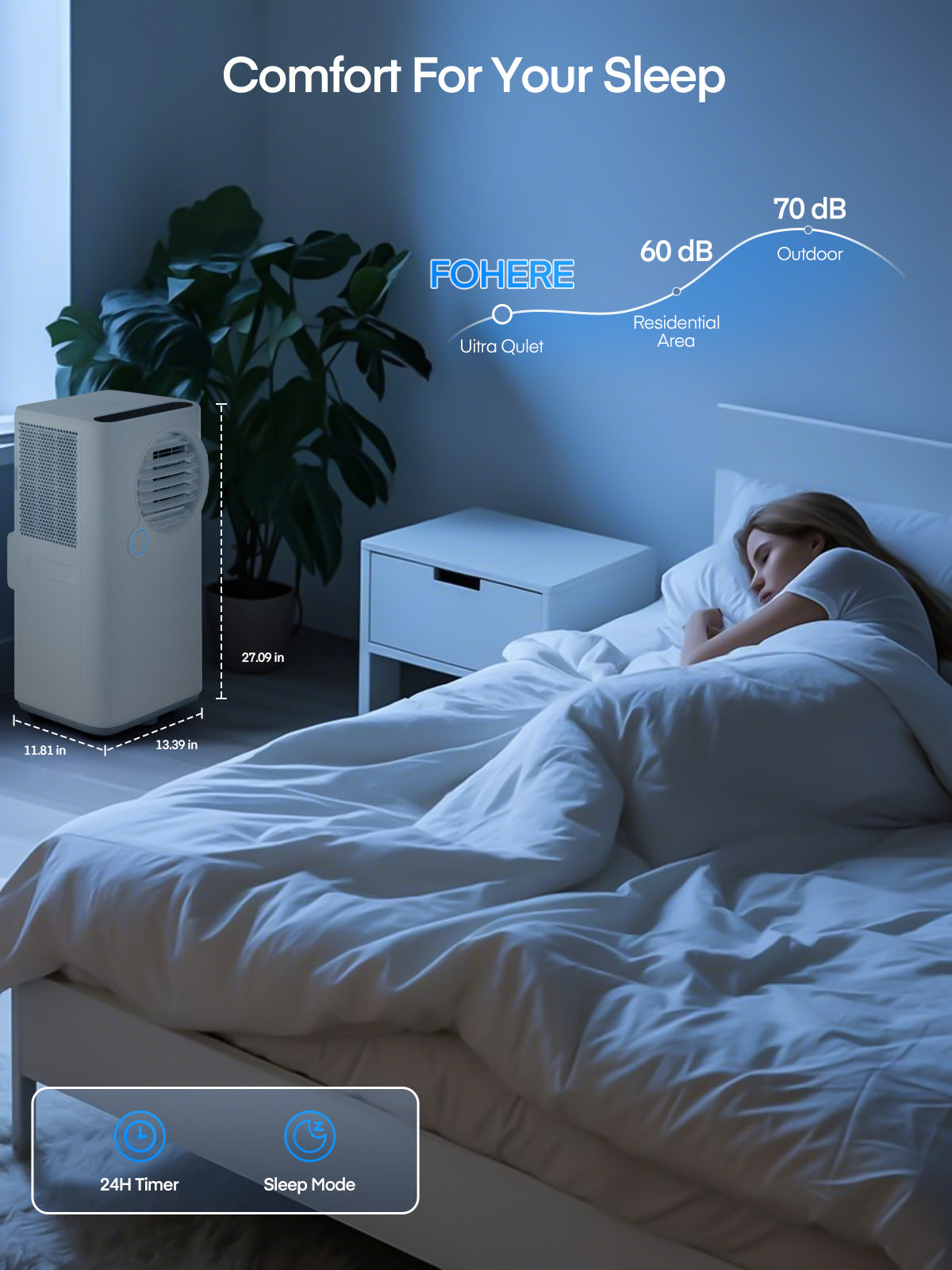 FOHERE 8000 BTU Portable Air Conditioner for Room Cooling and Heating, Covers up to 350 Square Feet, 5-in-1 All-Season Portable Air Conditioner with Remote Control and Window Kit, White