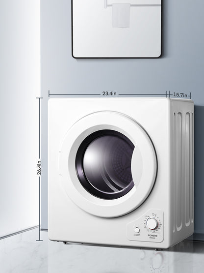 2.9 cu.ft FOHERE Tragbarer Wäschetrockner, Kompakter Trockner, 1400W Ablufttrockner mit Sensor, 5 Auto-Trockenmodi, mit Abluftschlauch & Edelstahlbehälter, für Wohnung, Zuhause, Schlafsaal-110V, Weiß