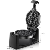180° Flip Belgian Waffeleisen, 1100W, Schwarz/Silber