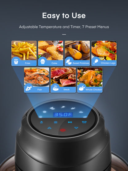 FOHERE Air Fryer Lid 7-in-1 for Instant Pot 6&8 Qt, Crisp Lid Touchscreen, Turn Your Pressure Cooker Into Air Fryer in Seconds, Accessories and Recipe Cookbook Included