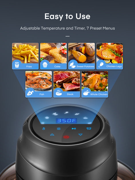 FOHERE Air Fryer Lid 7-in-1 for Instant Pot 6&8 Qt, Crisp Lid Touchscreen, Turn Your Pressure Cooker Into Air Fryer in Seconds, Accessories and Recipe Cookbook Included