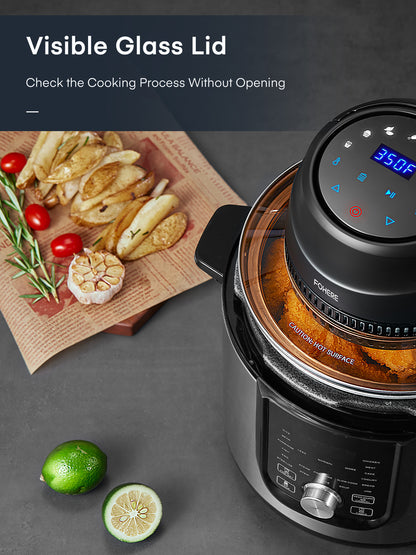 FOHERE Air Fryer Lid 7-in-1 for Instant Pot 6&8 Qt, Crisp Lid Touchscreen, Turn Your Pressure Cooker Into Air Fryer in Seconds, Accessories and Recipe Cookbook Included