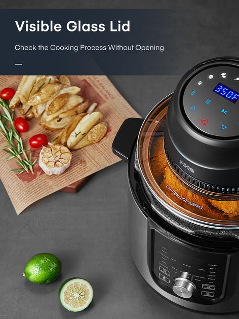 FOHERE Air Fryer Lid 7-in-1 for Instant Pot 6&8 Qt, Crisp Lid Touchscreen, Turn Your Pressure Cooker Into Air Fryer in Seconds, Accessories and Recipe Cookbook Included