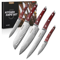 FOHERE 5-Piece Kitchen Knife Set with Ergonomic Pakkawood Handle, Ultra Sharp Chef Knife Set, High Carbon Stainless Steel for Gift
