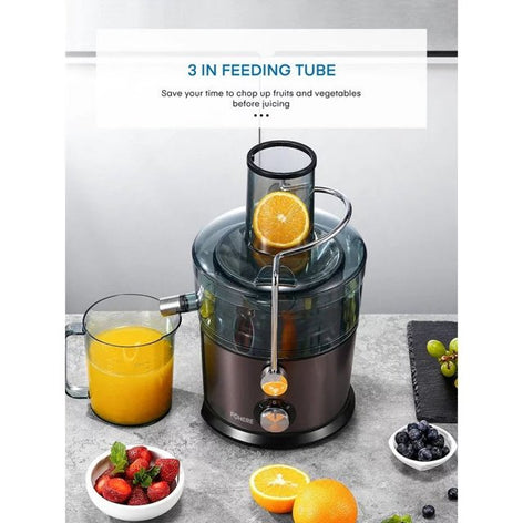Juicer Extractor, 800W Juicer Machine with 3" Wide Mouth, Easy to Clean, Anti-Slip, Drip-proof, BPA Free, Black.