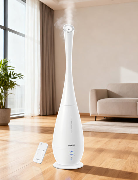 FOHERE Humidifiers for Bedroom Large Room, 5L Cool Mist Quiet Humidifier 48H Long Last for Indoor Plant, Baby, Home, Office with Humidity Sensor, Aroma Box, 3 Speed Settings, White