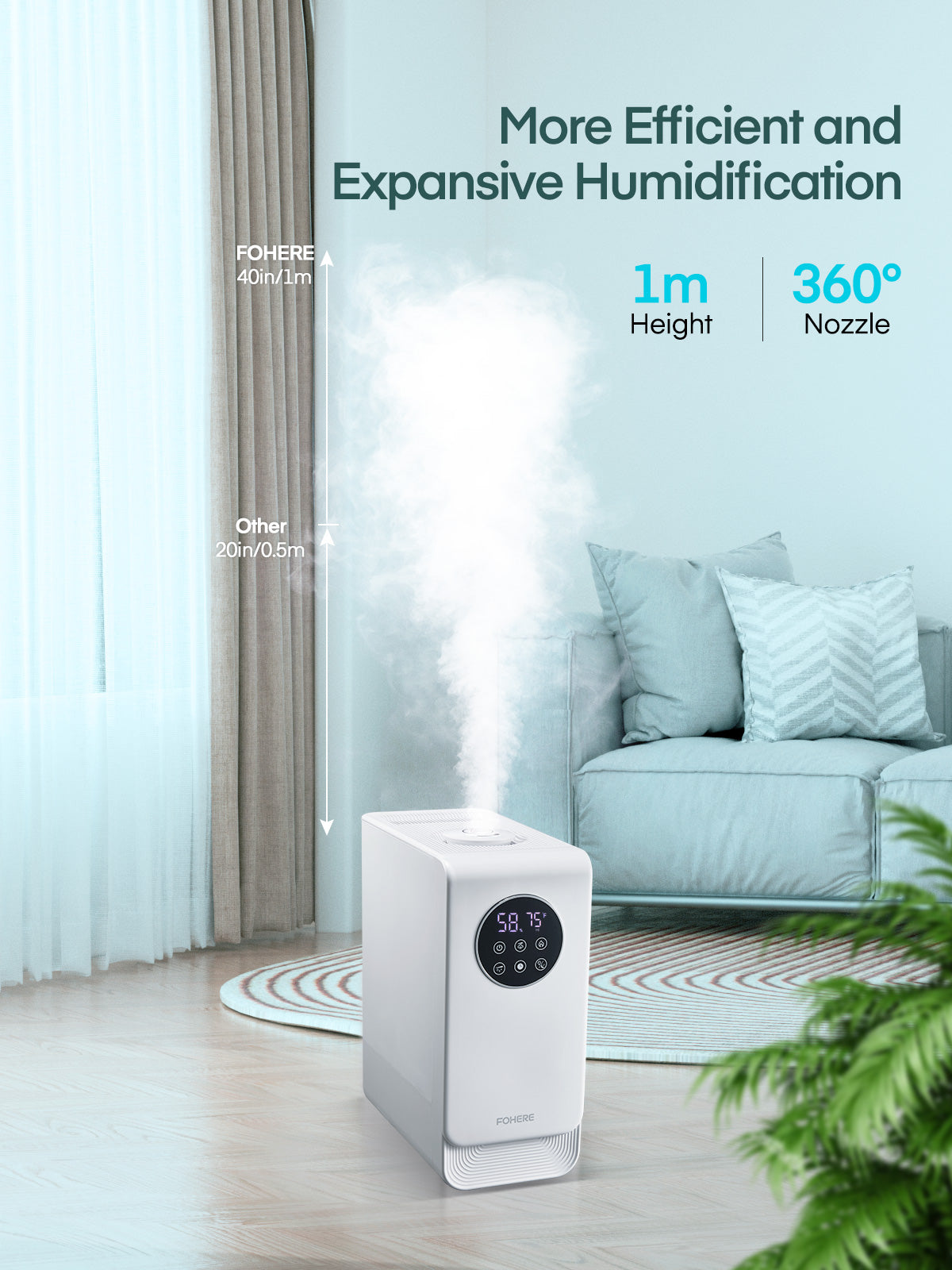 FOHERE Humidifiers for Bedroom, 3.2L Top Fill Cool Mist Ultrasonic Humidifier for Baby Rooms and Plants, 2-IN-1 Essential Oil Diffuser with 7-color Light and Auto Shut-off, BPA-Free, Quiet, White