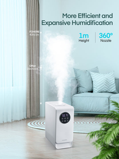 FOHERE Luftbefeuchter für Schlafzimmer, große Räume, Zuhause, 6,5 l, warmer und kühler Nebel, Top-Fill-Ultraschall-Luftbefeuchter für Baby-Pflanzen mit Aroma-Diffusor, anpassbare Feuchtigkeitsregelung und Timer, leise