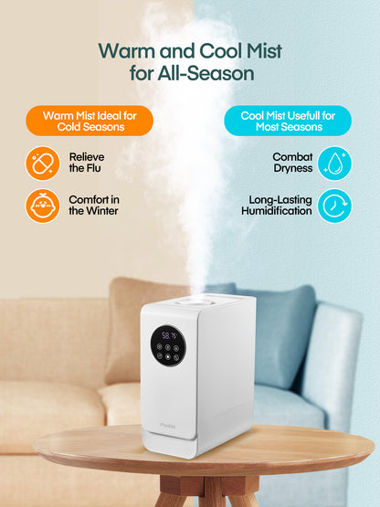 FOHERE Luftbefeuchter für Schlafzimmer, große Räume, Zuhause, 6,5 l, warmer und kühler Nebel, Top-Fill-Ultraschall-Luftbefeuchter für Baby-Pflanzen mit Aroma-Diffusor, anpassbare Feuchtigkeitsregelung und Timer, leise