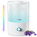 FOHERE Humidifiers for Bedroom, 3.2L Top Fill Cool Mist Ultrasonic Humidifier for Baby Rooms and Plants, 2-IN-1 Essential Oil Diffuser with 7-color Light and Auto Shut-off, BPA-Free, Quiet, White
