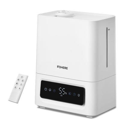 FOHERE 6L Luftbefeuchter für Schlafzimmer und Zuhause, Kaltnebel-Luftbefeuchter für große Räume, 60 Std. extrem leise Laufzeit für Babys und Pflanzen, intelligenter Feuchtigkeitssensor, schnelle Linderung von Symptomen, 16 Std. Timer, Öldiffusor, Weiß