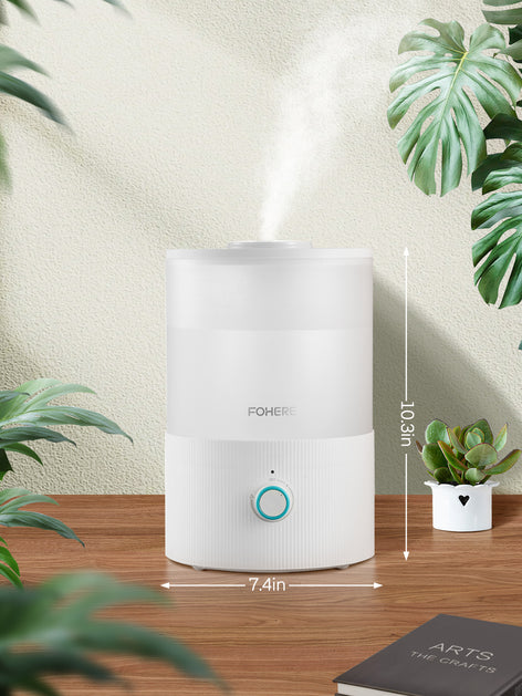FOHERE Humidifiers for Bedroom, 3.2L Top Fill Cool Mist Ultrasonic Humidifier for Baby Rooms and Plants, 3-IN-1 Essential Oil Diffuser with 7-color Light and Auto Shut-off, BPA-Free, Quiet, White