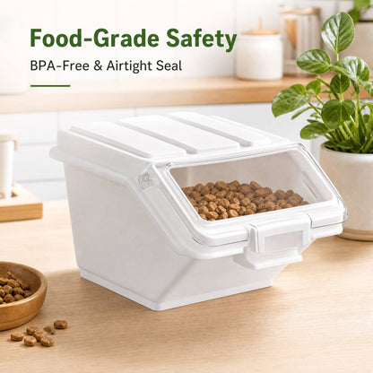 Ingredient Storage Bin, 2 x 10L Dispenser Bin with 2 Spoon,, 2 Pcs/Set Dog Pet Food Storage Container, PP Material, Kitchen Rice, Cereal, Flour, Grain, Pet Food Bin