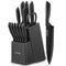 Knife Block Set, FOHERE 13 Pcs Self Sharpening Knife Set, High Carbon Stainless Steel BO Oxidation Knife Set with Anti-slip Handle, Dishwasher Safe, Matte Gray