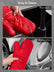 Oven Mitts, Heat Resistant Kitchen Oven Gloves 572°F, Non-Slip Silicone Surface, Extra Long Flexible Thick Mitts for Kitchen , Cooking , Baking , BBQ , Grid Red