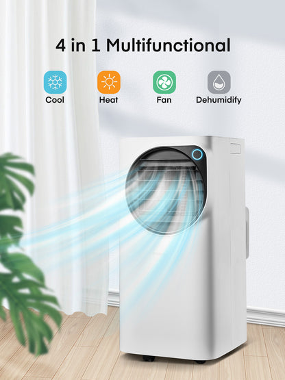 FOHERE 12000 BTU mobile Klimaanlage mit Heizfunktion für Räume bis 42 m², 4-in-1 Ganzjahres-AC mobiles Klimagerät mit Fernbedienung und Fensterkit, Weiß
