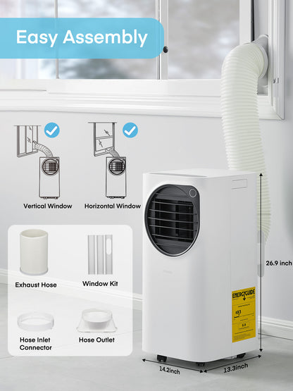FOHERE 12000 BTU mobile Klimaanlage mit Heizfunktion für Räume bis 42 m², 4-in-1 Ganzjahres-AC mobiles Klimagerät mit Fernbedienung und Fensterkit, Weiß