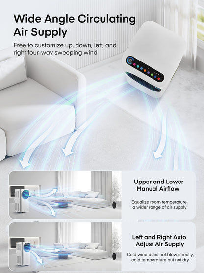 FOHERE 12000 BTU mobile Klimaanlage mit Heizfunktion für Räume bis 42 m², 4-in-1 Ganzjahres-AC mobiles Klimagerät mit Fernbedienung und Fensterkit, Weiß