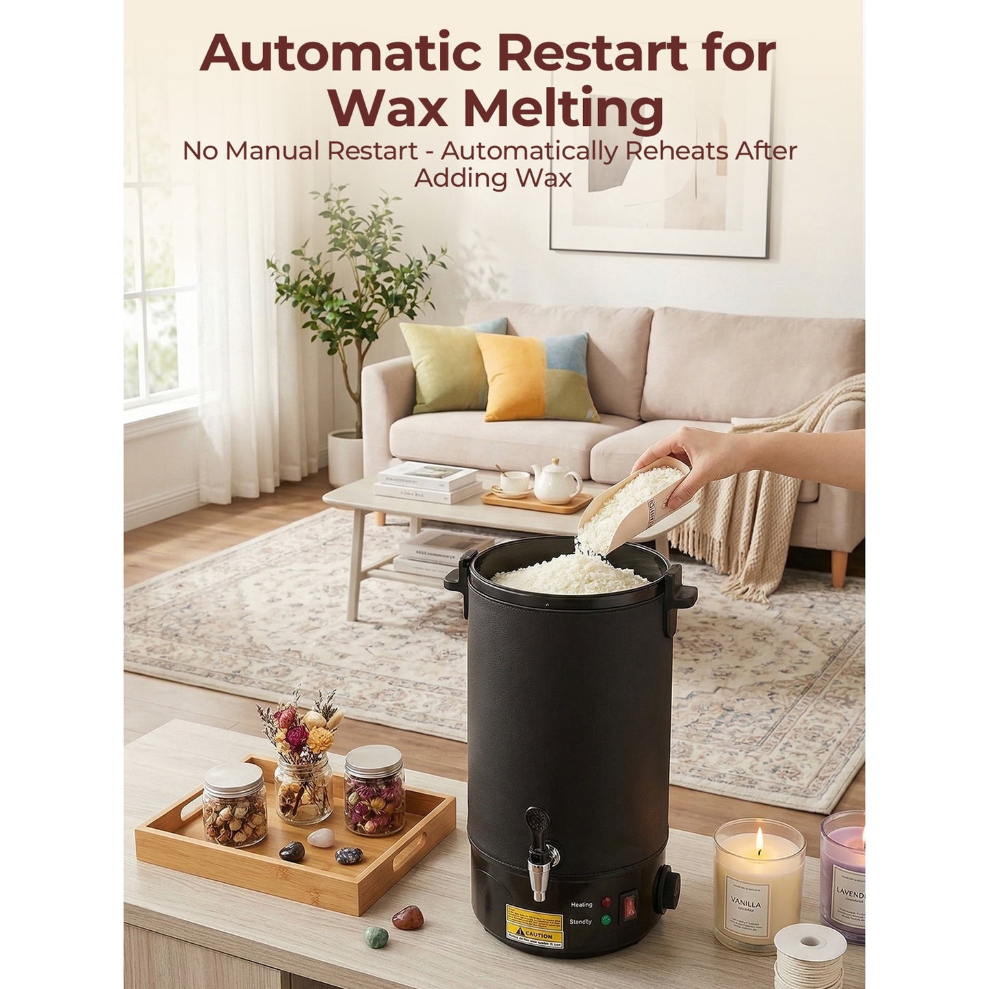 FOHERE 20lb Large Wax Melter for Candle Making, 9-Piece Electric Candle Maker Kit with Temp Control