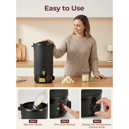 FOHERE 20lb Large Wax Melter for Candle Making, 9-Piece Electric Candle Maker Kit with Temp Control