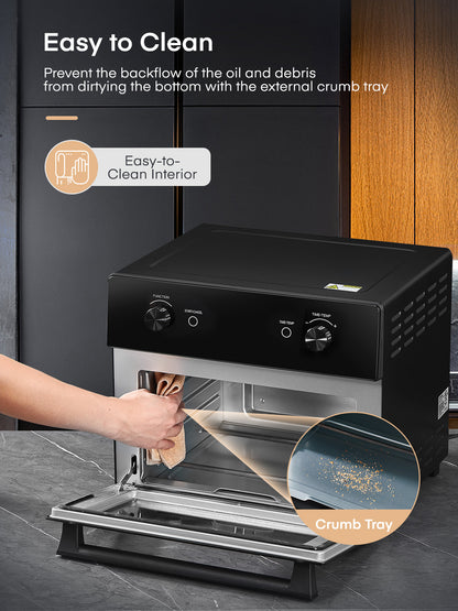 FOHERE Heißluftfritteusen-Toasterofen-Kombi, 20QT smarter Konvektionsofen für die Arbeitsplatte, 7 Kochfunktionen zum Braten, Backen, Grillen, Heißluftfrittieren, inklusive gratis Zubehör, 1800W