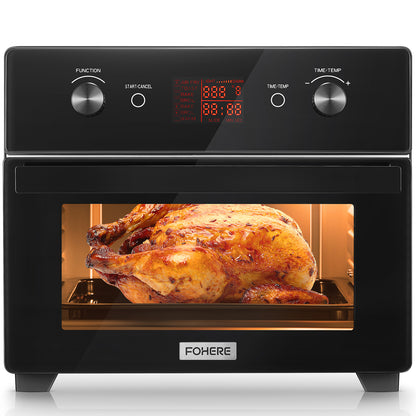 FOHERE Heißluftfritteusen-Toasterofen-Kombi, 20QT smarter Konvektionsofen für die Arbeitsplatte, 7 Kochfunktionen zum Braten, Backen, Grillen, Heißluftfrittieren, inklusive gratis Zubehör, 1800W