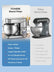 Stand Mixer FOHERE, 6-Speed Stainless Steel Mixer with Dough Hook, Mixing Beater, Wire Whip, Dishwasher-safe , Tilt-Head Kitchen Dough Mixers for Cake, 5.8 QT Electric Home Cooking Kitchen Mixer