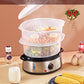 FOHERE Electric Food Steamer for Cooking, Vegetable Steamer 800W Fast Heating with 3 Tiers BPA-Free Nested Basket Trays and Auto Shut-off 60-min Timer, Rice Bowl Included, 9.5QT