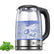 FOHERE Wasserkocher, 1500W, mit Edelstahlfilter und Innenabdeckung, große Öffnung, 1.7L, Glas-Teekessel und Heißwasserbereiter, LED-Anzeige, automatische Abschaltung und Trockengehschutz, BPA-frei