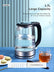 FOHERE Wasserkocher, 1500W, mit Edelstahlfilter und Innenabdeckung, große Öffnung, 1.7L, Glas-Teekessel und Heißwasserbereiter, LED-Anzeige, automatische Abschaltung und Trockengehschutz, BPA-frei