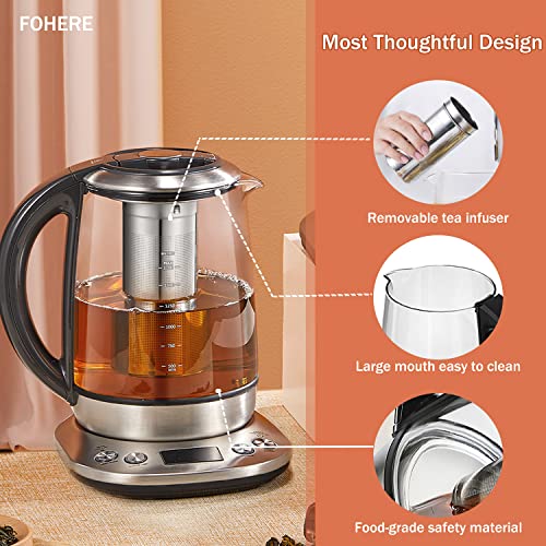 Electric Kettle with Temperature Control and Tea Infuser, FOHERE 1.7L –  Fohere