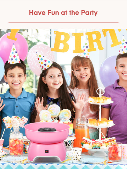 FOHERE Zuckerwattemaschine mit Holzstäbchen und Zuckerschaufel, einfach zu bedienen, Geschenk für Kindergeburtstage