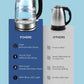 FOHERE Water Electric Kettle, 1.7L 1200W, Coffee & Tea Kettle Borosilicate Glass, Wide Opening, Auto Shut-Off, Cool Touch Handle, Base Detachable, LED Light. 360° Rotation, Boil Dry Protection