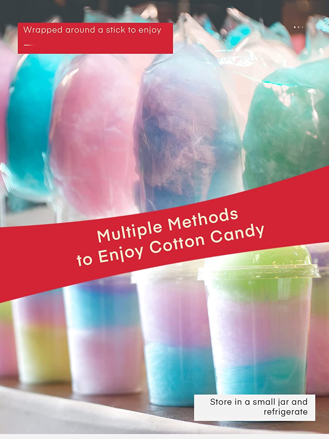 multiple methods to enjoy cotton candy, FOHERE Cotton Candy Machine for Kids, Nostalgia Cotton Candy Maker Include Sugar Scoop and 10 Cones, Homemade Sweets for Birthday Parties, Children's Day, Christmas Day and Wedding