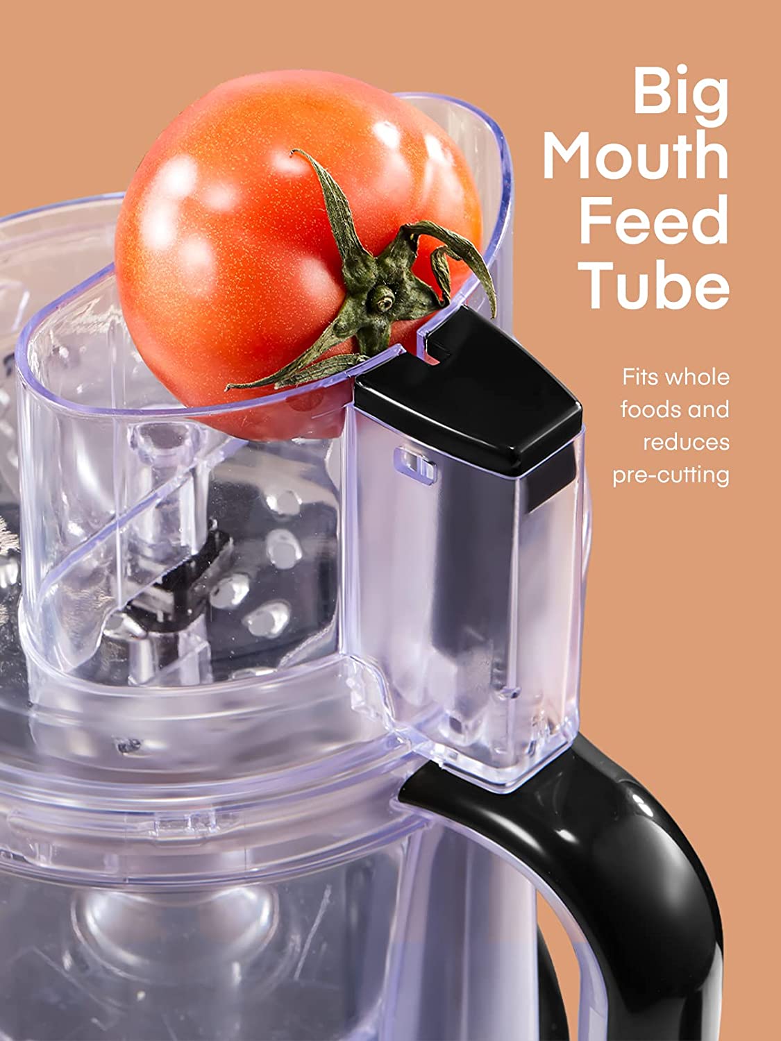 big mouth feed tube, FOHERE Food Processor, 12 Cup, 4 Functions for Chopping, Slicing, Purees & Dough, Black