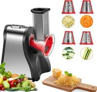 FOHERE Electric Cheese Grater Shredder, Electric Vegetable Slicer Professional Salad Shooter for Home Kitchen Use, One-Touch Easy Control, Salad Maker Machine for Vegetables, Cheeses, BPA-Free, Red