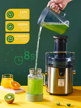 pure juice, Juicer Machines, FOHERE 1000W Juicer Whole Fruit and Vegetables, Quick Juicing Easy to Clean, 75MM Large Feed Chute, Dual Speed Setting and Non-Slip Feet, Silver