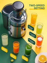 2 speed setting, Juicer Machines, FOHERE 1000W Juicer Whole Fruit and Vegetables, Quick Juicing Easy to Clean, 75MM Large Feed Chute, Dual Speed Setting and Non-Slip Feet, Silver