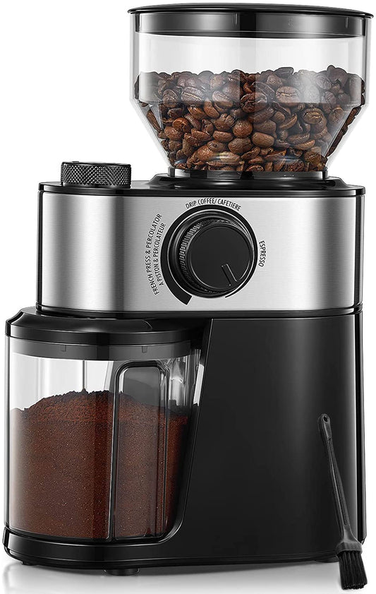 Coffee Grinder Electric, FOHERE Coffee Bean Grinder with 18 Precise Grind Settings, 2-14 Cup for Drip, Percolator, French Press, Espresso and Turkish Coffee Makers, Black