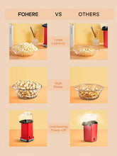 high power, FOHERE 1400W Hot Air Popcorn Maker, 18 Cups/4.5 Quart, Popcorn Popper with Measuring Cup, 2min Fast Popping, Electric Pop Corn Maker, Quick Snack, No Oil Needed