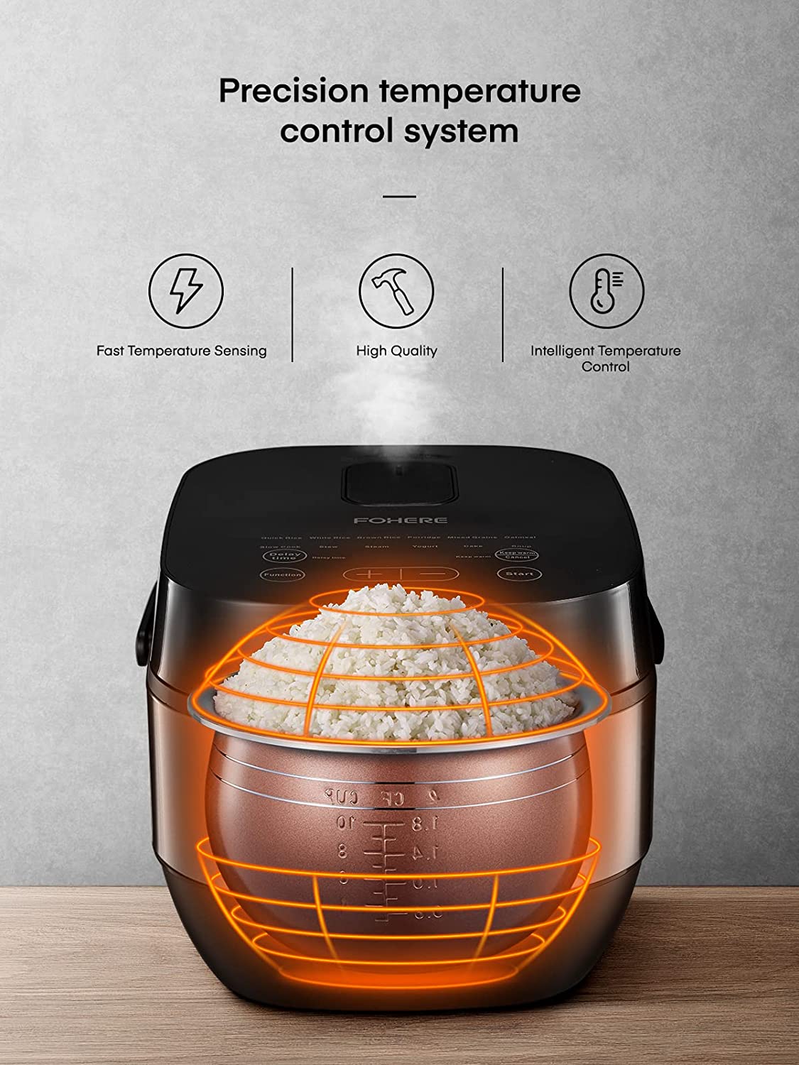 precision temperature control system, Rice Cooker, Food Steamer, Slow cooker, All in One Digital Programmable Rice Cooker with 10 Preset Programs, Large Capacity for 10-Cup Uncooked Rice, Auto Warmer and 24 Hours Delay Timer, Recipe