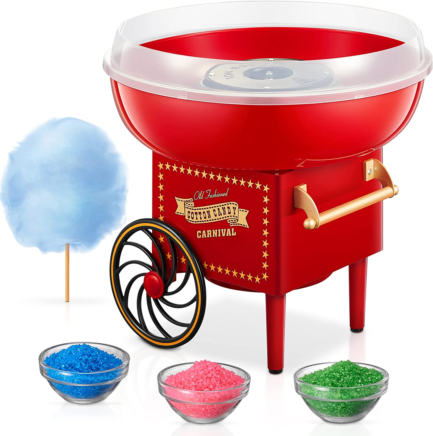 FOHERE Cotton Candy Machine for Kids, Nostalgia Cotton Candy Maker Include Sugar Scoop and 10 Cones, Homemade Sweets for Birthday Parties, Children's Day, Christmas Day and Wedding
