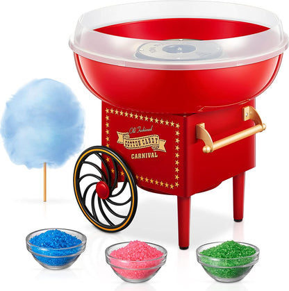 FOHERE Cotton Candy Machine for Kids, Nostalgia Cotton Candy Maker Include Sugar Scoop and 10 Cones, Homemade Sweets for Birthday Parties, Children's Day, Christmas Day and Wedding