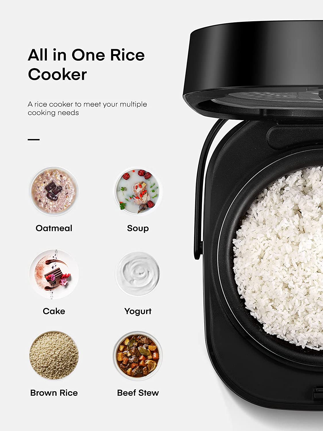 all in one rice cooker, Rice Cooker, Food Steamer, Slow cooker, All in One Digital Programmable Rice Cooker with 10 Preset Programs, Large Capacity for 10-Cup Uncooked Rice, Auto Warmer and 24 Hours Delay Timer, Recipe
