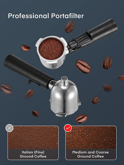 professional partafilter, FOHERE Espresso Machine, 3.5 Bar 4 Cup Steam Espresso Machine, Espresso and Cappuccino Maker with Milk Frother and Carafe, Professional Compact Coffee Machine for Espresso, Cappuccino, Latte and Mocha