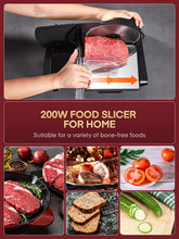 200w food slicer for home, Meat Slicer 200 Watt for Home Use, Electric Food Slicer with “Two” Upgrade 7.5" Sharp Stainless Steel Blade(Serrated + Smooth) & 0-15mm Precise Thickness Cut Deli Food, Meat, Bread, Fruit, Vegetable
