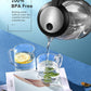 FOHERE Water Electric Kettle, 1.7L 1200W, Coffee & Tea Kettle Borosilicate Glass, Wide Opening, Auto Shut-Off, Cool Touch Handle, Base Detachable, LED Light. 360° Rotation, Boil Dry Protection